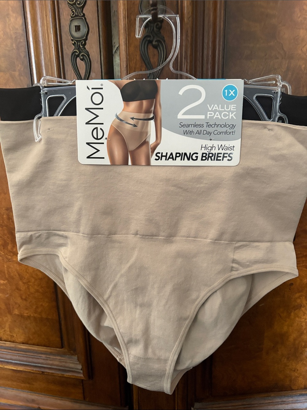 2 pack sz 1x MeMoi High Waist Shaping Briefs - Beige retails $50